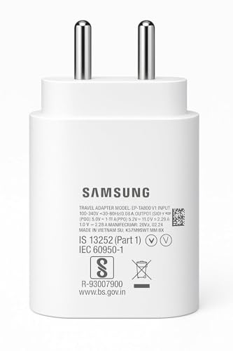 Image of Samsung Original 25W Superfast Charger with USB-C Cable | Type-C Adapter Compatible for Samsung Galaxy S /A /M /F /Z Series /S25 /S24 /S23 /S22Ultra /S21 /21FE /S20 /A34 /A54 5G & More
