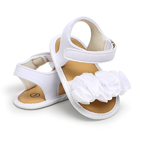 Satin Flower Headbands & Barefoot Sandals For Baby Girl Baby Toddlers Solid Color With Ankle Strap Flats Shoes3
