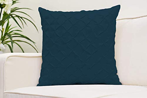 Image of YRM Bedding's Dark Teal 600-TC Oraganic Cotton 3-Piece Decorative Pinch Pleated Cushion Covers (20 inchx20 inch)