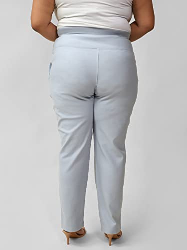 Image of AMYDUS Plus Size Women Crease Seam Tummy Shaper Pants | High-Waist | Stretchable | Straight Fit | Wide Waistband | 2 Pockets | Cloud Soft Fabric | Tummy Tucker Jeggings for Women - XL to 9 XL