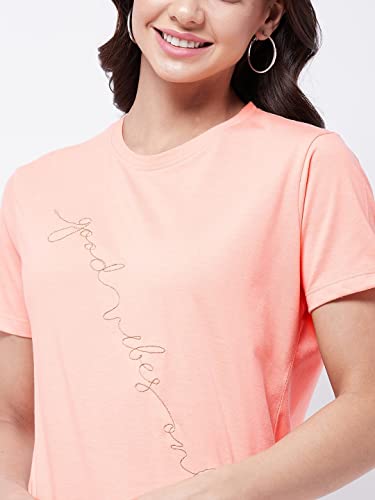 Image of Modeve Women Printed Cotton Blend Half Sleeve Round Neck T-Shirt for Summer