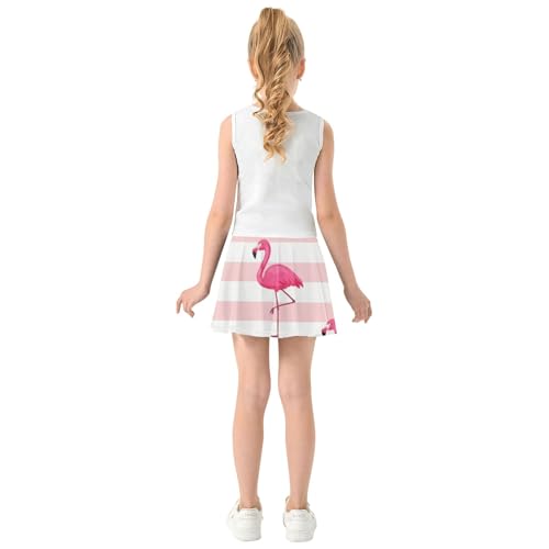 Joisal Cute Girls Skorts Athletic Shorts Kids Tennis Skirts Girl Skort Pink Flamingos Leg 4t4