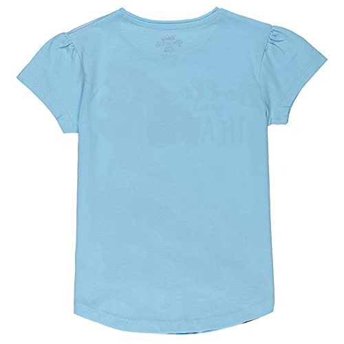 Image of Kidsville Disney Princess Printed Regular Fit Blue Cotton Girl's T-Shirt