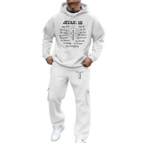 Ensemble homme sweat à capuche et jogging blanc fluide pour éviter les vêtements serrés