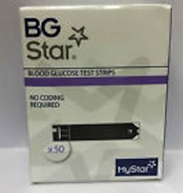 BG STAR BLOOD GLUCOSE TEST STRIPS 1 x 50 No Coding Required