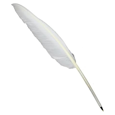 GTR-Prestige Giftware White Goose Feather Quill Black Ink Ball Point Pen Cover