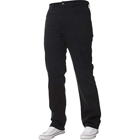 Mens Straight Leg Basic Heavy Work Jeans Denim Pants All Waist Big Sizes Black 50 W X30L Cover