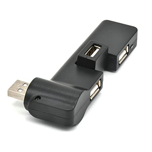 Faoyliye Mini USB 2.0 Hub 4 Port USB Hub,[90°/180° Degree Rotatable] USB Hub USB Extension for Mouse, Keyboard, Hard Drive or More USB Devices - Black
