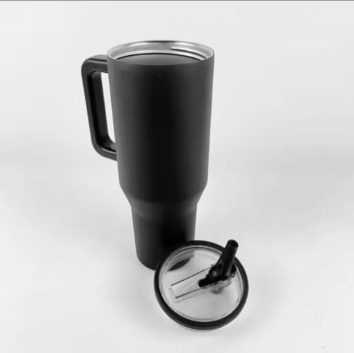 Image of Stainless Steel 1200 ml Vacuum Tumbler with Lid & Straw - Double‑Wall Insulated Cup for Travel, Gym & Office - Keeps Beverages Hot or Cold - 1.2 L Capacity (4TH Black)
