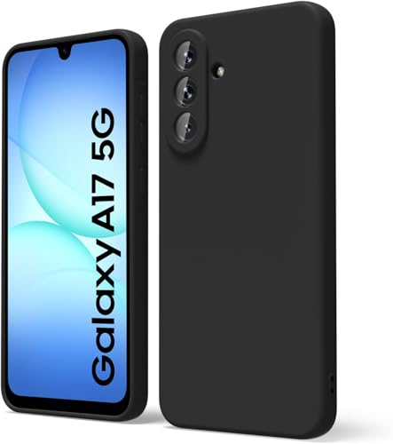 Image of DIZORO Microfiber Candy Case for Samsung A17 5G Smooth Touch Cushion Liquid Soft Silicone Gel Rubber Phone Cases Non-Slip Full Body Protective Shockproof Back Cover -Black