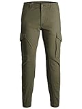 Pantalones JACK & JONES Jjipaul Jjflake AKM 982-Cuerdas para Guitarra eléctrica Pantalón, Noche de Oliva, 29W x 32L para Hombre