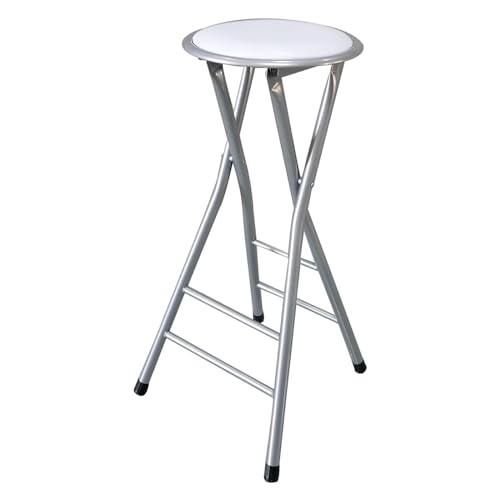 Tabouret de bar haut portable avec repose-pieds ergonomique acier - 2