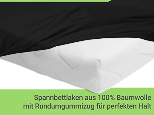 Emily´s Check Doppelpack Bettlaken Betttuch Spannbettlaken 1493.2123, 140 x 190-200 cm, Schwarz – Ansicht 4