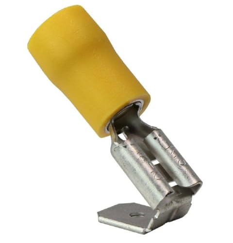 Yellow 10-12 AWG Vinyl Insulated Piggyback Quick Solderless Disconnect Terminal .250 1/4 Made in USA 12-10 AWG (50)