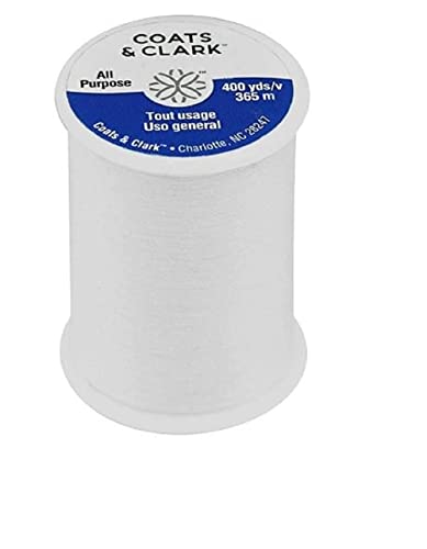 Coats & Clark Dual Duty All Purpose Thread 230A - White - 400 Yards Each Spool - 12 Pack Bundle With Bella's Crafts Needle Threaders (White) #TOP1
