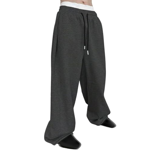 Mens Baggy Sweatpants Lightweight Wide Leg Jogger Pants Elastic Waist Drawstring Sweatpants Casual Loose Track Pants
