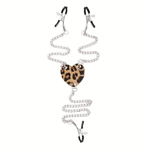 Pinzas Pezones Eróticos para Mujeres Pinza Ajustable para Clitoris Pinzas para Pezón con Cadena Juguetes Sexuales BDSM Extremo Pinzas Parejas Adultas para Pezones (Brown)