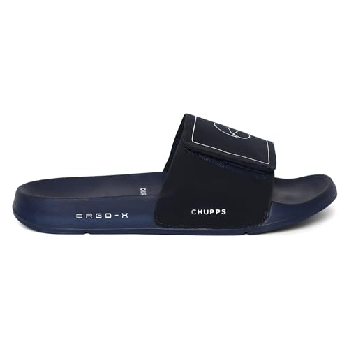 Image of CHUPPS Urban Edge Navy & Navy Drift Orthopedic Slippers | Soft Footpharma Footbed | Breathable Ventilation Holes | Lightweight Flip Flops | Anti-Skid Chappals for Everyday For Mens