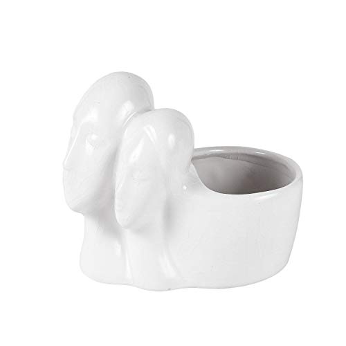 Image of Lasaki Couple White LT 403 Ceramic Pots for Indoor Plants, Planters, Flower, gamla, Outdoor, Balcony, Home, Garden, Office Decor, Succulent Pot(L -16 X W - 10 X H - 14.5 cm)(Plants not Included)