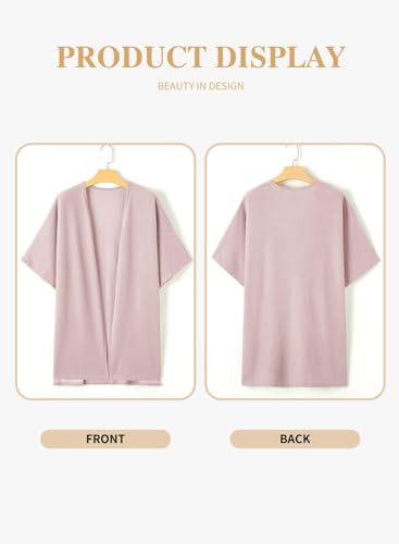 Image of Eytino Women Plus Size Lightweight Cardigan Half Sleeve Ribbed Knit Kimono Cardigans Tops(1X-5X)
