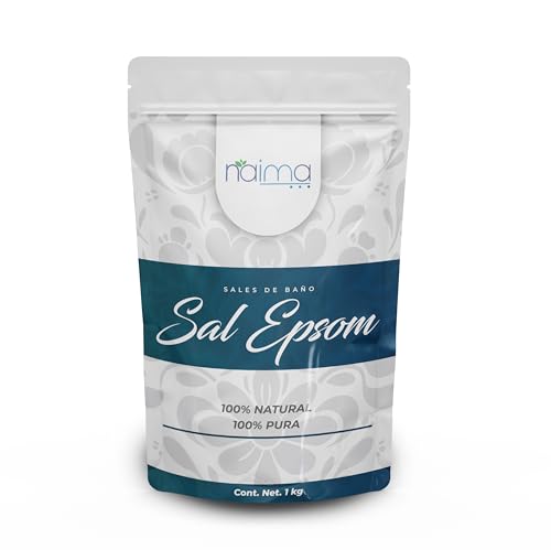 Vitamínicos, Sal De Epsom 1kg - 100% Natural, Neutra - Sulfato de magnesio - (1kg, Natural (Sin Aroma))