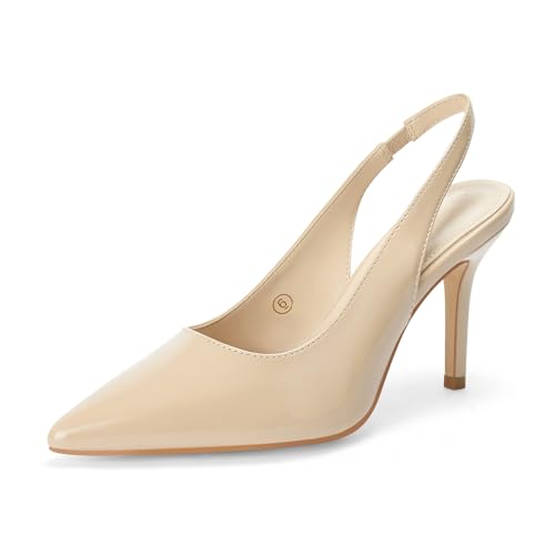 Image of Womens Slingback High Heels Pointed Toe Slip On Dress Shoes | Closed Toe,Stiletto Heels,Women's Pumps,Dressy Casual,Party,Wedding,Prom,Work Shoes,Going Out