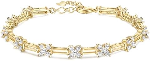 TIGRADE 14K Gold Plated Bracelet for Women Dainty Cubic Zirconia ...