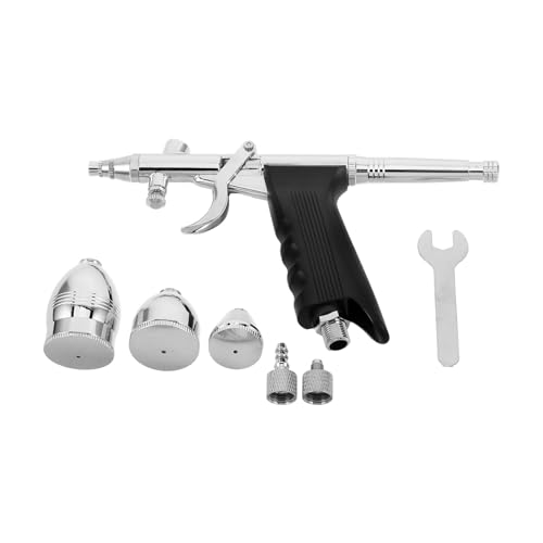 HEALSOPTHY Kit de Aerógrafo para Pintar Modelos y Uñas 0,5 Mm con Depósito de Fluido, Juego de Aerógrafo Portátil Color Plata para Manualidades, Decoración de Pasteles y Retoque Fotográfico