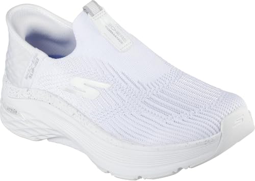 Skechers - Womens Slip-Ins Max Cushioning Af - Fluidity Sneakers, Color White/Silver, Size: 7 W US