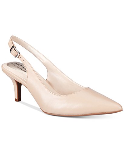 Alfani Womens Babbsy Leather Pointed Toe Slingback Heels Brown 11 Medium (B,M)