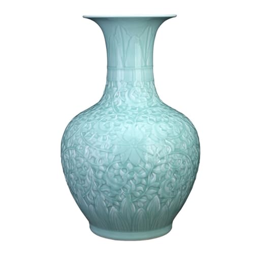 Jarrón de celadón Hecho a Mano Retro con Botella de Agradecimiento Simple China, Adorno de cerámica for la Entrada de la Sala de Estar del hogar, Porcelana for Living Dining Room Kitchen