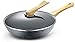 wok PAN PAN PANS PANS PANS ALIMAGE D'ALUMINIUM PANINAGE PANINAGE PANCE DE PIERNE DE VOISINAGE NO-STANCHE PAN WOO OMELLETTE NOIR COOKWAYE AVEC COUVERTURE