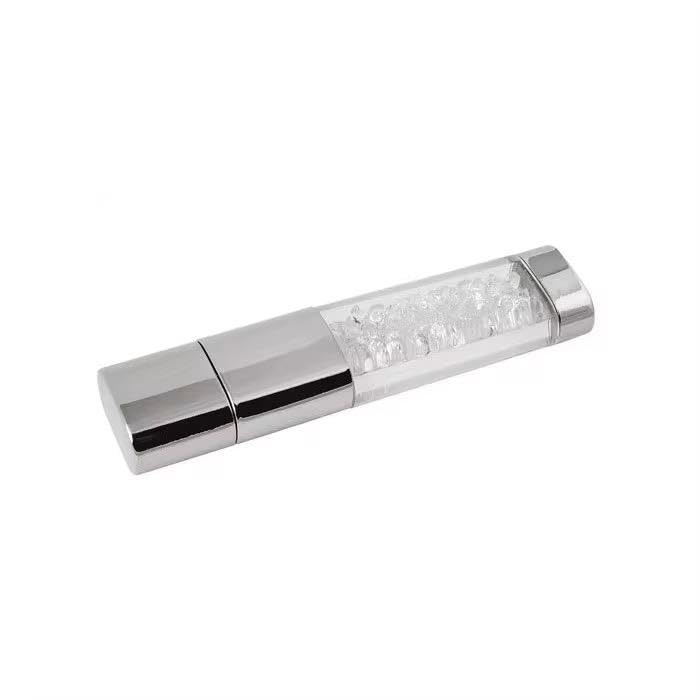 Crystal USB Flash Drive, Silver Chrome Finish, LED Light, Multiple Storage Capacities 4GB-128GB, Portable Data Storage, Interface 2.0, Upto 10Mbps, Grade A Quality Chips-image-23