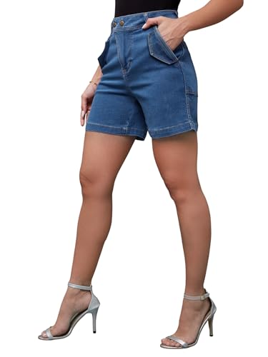 Image of Miss Chase Women's White Regular High Rise Clean Look Regular Stretchable Denim Shorts