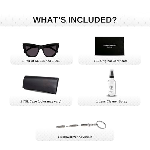 SAINT LAURENT SL 214 KATE Cat-Eye shape Sunglasses + Bundle with eSHADES Luxury Eyewear Kit4