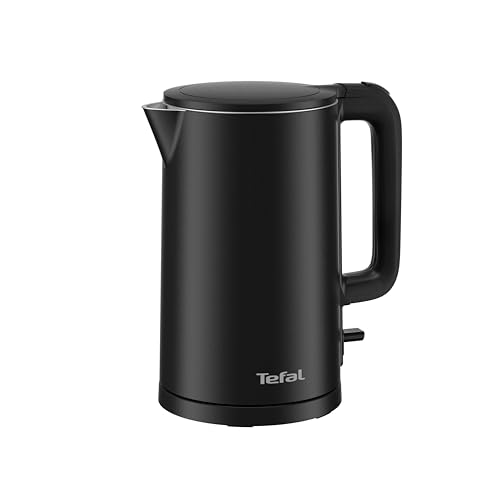 Tefal Thermo Protect elektrischer Wasserkocher, 1,5 Liter, sicher beim Berühren, doppelwandige Isolierung, automatische Abschaltung, Kontrollleuchte, abnehmbarer Kalkfilter, Schwarz, KO1408E0 1