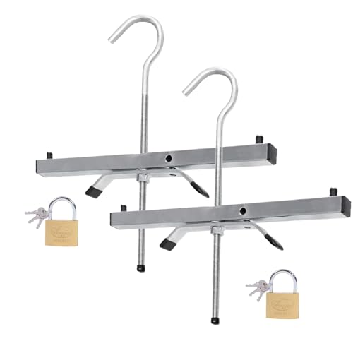 Ladder Clamps Roof Racks 2PCS, Heavy-Duty Roof Rack Locks with 2 Padlock Accessories, Universal Ladder Roof Rack Lock Box Type Roof Rack Clamp Can Lock Safety Ladder