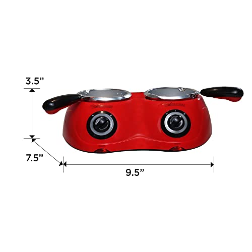 Total Chef Double Pot Chocolate Melter - Electric Candy Melting Hot Fondue Pot With 100+ Accessories, Serving 2 cup Dark & White Melted Chocolate For Dipping Party Desserts, 17.6 oz (500 g) Capacity