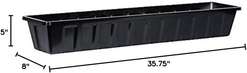 Root & Vessel Poly-Pro Plastic Flower Box Planter, Black, 36-Inch