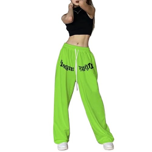 Pantalones De Baile Hip Hop para Mujer, Pantalones Deportivos De Pierna Ancha, Cintura Elástica, Blanco Y Negro, S-2XL (Green,XXL)
