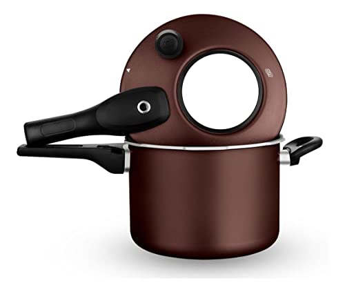 MTA PANELA DE PRESSAO COR CHOCOLATE COM VISOR DE VIDRO FECHAMENTO EXTENRO N°20 4,5L SUPERIOR - DE AL