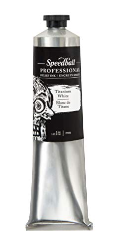 Speedball 5oz 140ml Professional Titanium White, Water-Miscible, Oil-Based Printmaking Ink, Lightfast Pigments
