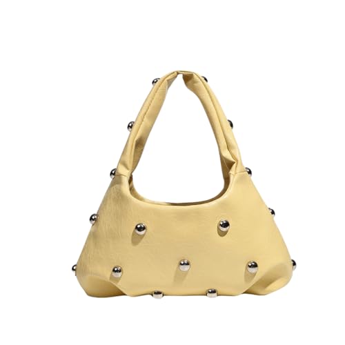 Punk Rock Studded Leather Hobo Handbags for Women Silver Studs Y2k Shoulder Purse Trendy Purses 2025 - Main Image