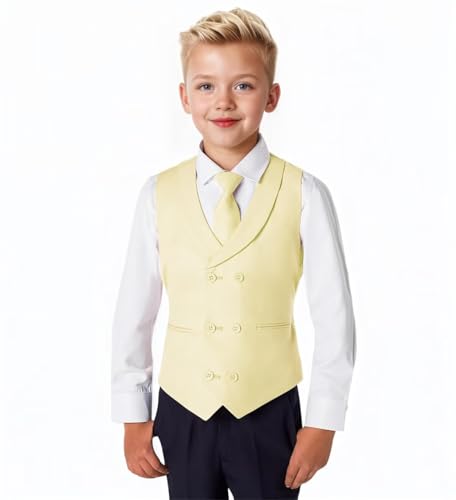 Kids Vests for Boys Formal Slim Fit Suit Vest Toddler Youth Boy Wedding Prom Party Ring Bearer Solid Waistcoat Tuxedo