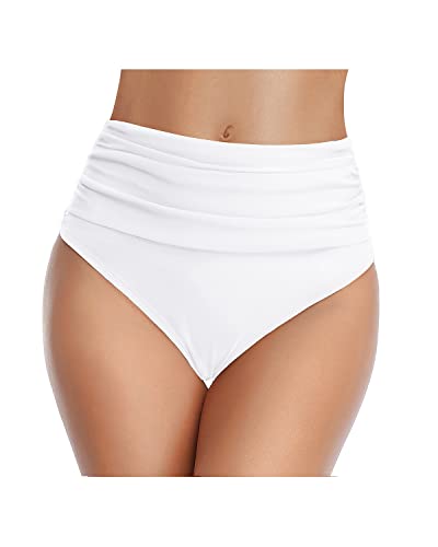 Image of Tempt Me Women's High Waisted Bikini Bottom Tummy Control Ruched Bathing Suit Swim Bottom