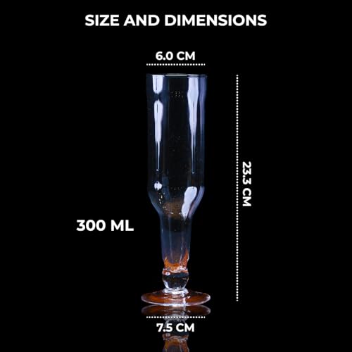 Image of Melbify Inverted Beer Bottle Glass | Set of 2 | 300 ml| Unique & Stylish | Perfect for Craft Beer | Tall Beer Glass | Exclusive | Quirky| Premium | Imported