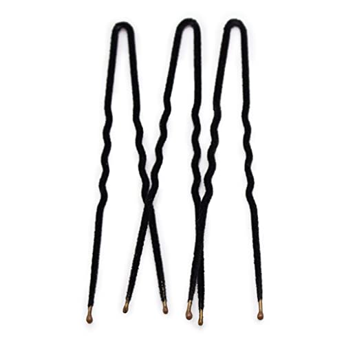 Black 100 count 3 inch: Frenchies Ultra Flocked Extra Soft French Twist Hair Pins: The French Hair Pins for Buns, Updo Hairstyles, Hair Extensions + Wigs - 100 Count Black Large (3 inch)