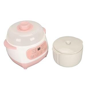 1L Electric Stew Pot, Smart Ceramic Soup Porridge Cooker, Mini Slow Cooker Anti Dry Burn Safe, Multifunction Electric Ceramic Cooker (US Plug 110V)