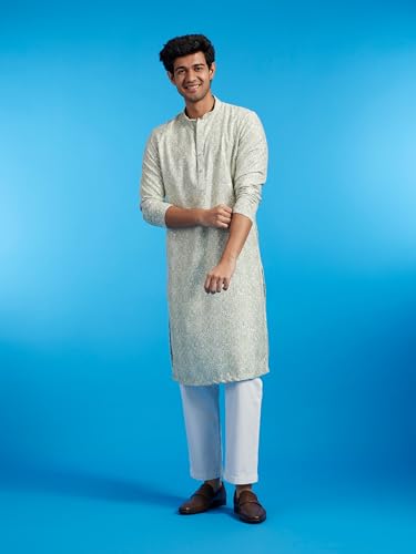 Image of DIWAS BY MANYAVAR Men's Cotton Blend Printed|Sequined Kurta (1pc)