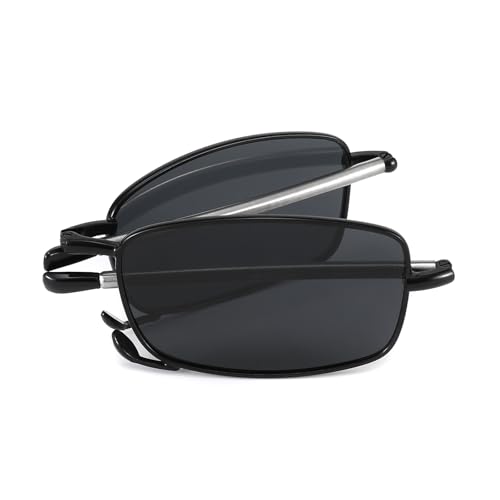 VEQINIKA Foldable Sunglasses for Men Women Polarized Folding Sunglasses Spring Hinge UV Blocking (Black)